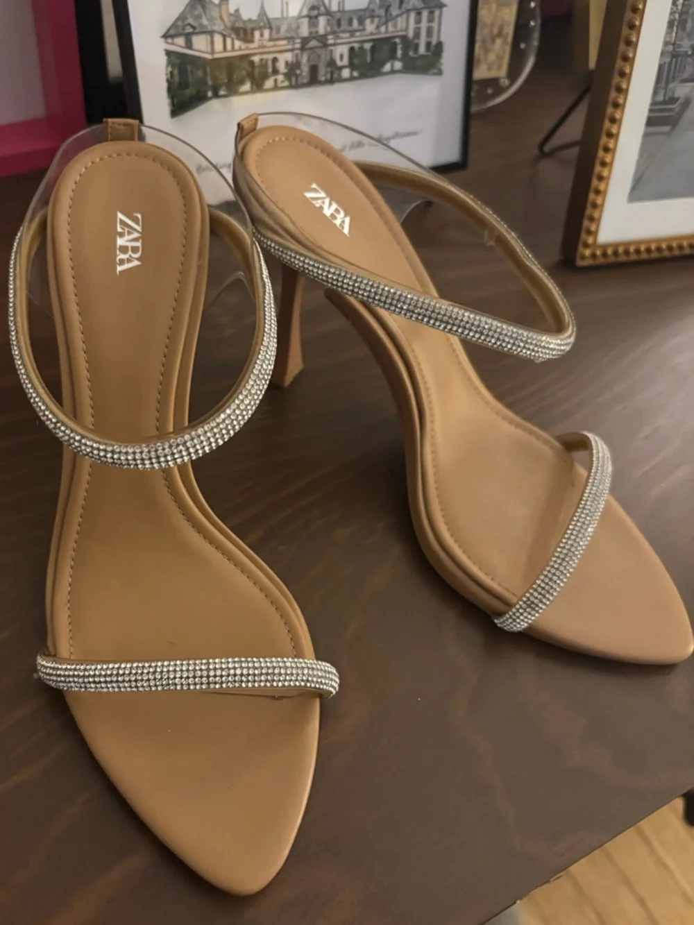 Never worn Zara stiletto sandal with sparkly straps - Picture 1 of 4